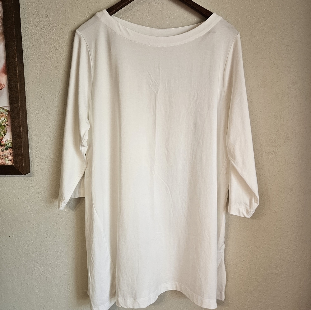 J. Jill Luxe Supima 3/4 Sleeve White Tunic Top
